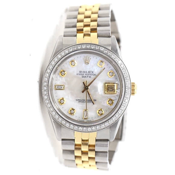 Rolex Oyster Perpetual Date Pearl Gold and Diamonds Watch - Picture 3 of 9